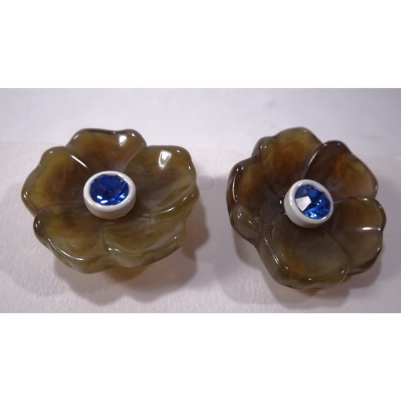 Banana Republic Women's Lucite RESIN FLOWER STUD EARRINGS NWT 48 Tortoise - Picture 8 of 12